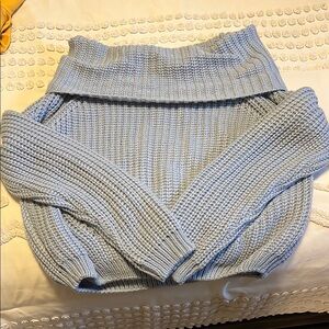 Off-the-Shoulder Light Blue Sweater